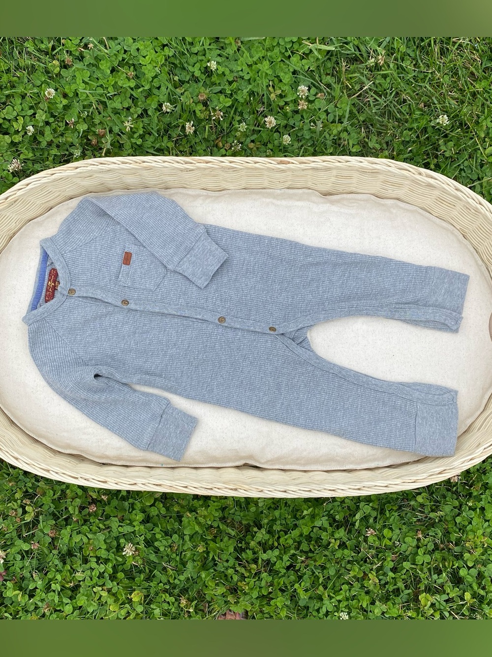 7 for all mankind grey waffle knit romper 6/9 months